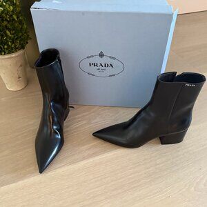 Prada Black leather booties